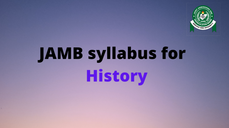 JAMB Syllabus for History