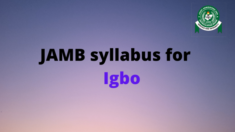 JAMB syllabus for Igbo