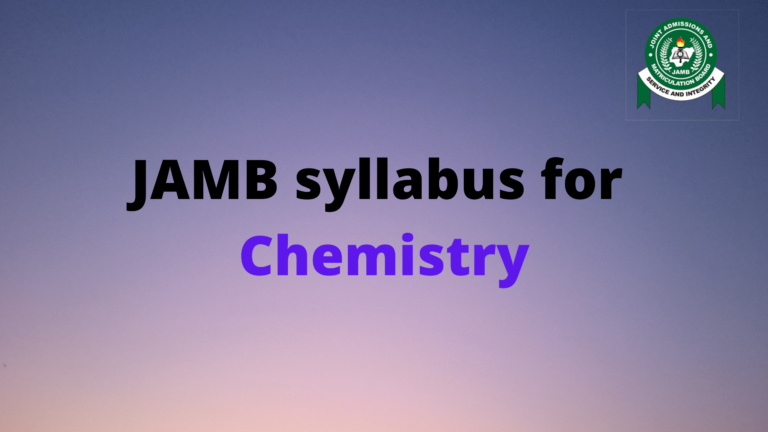 JAMB syllabus for chemistry