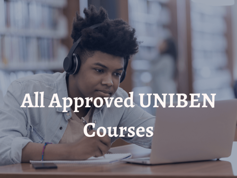 All UNIBEN courses for 2024 session